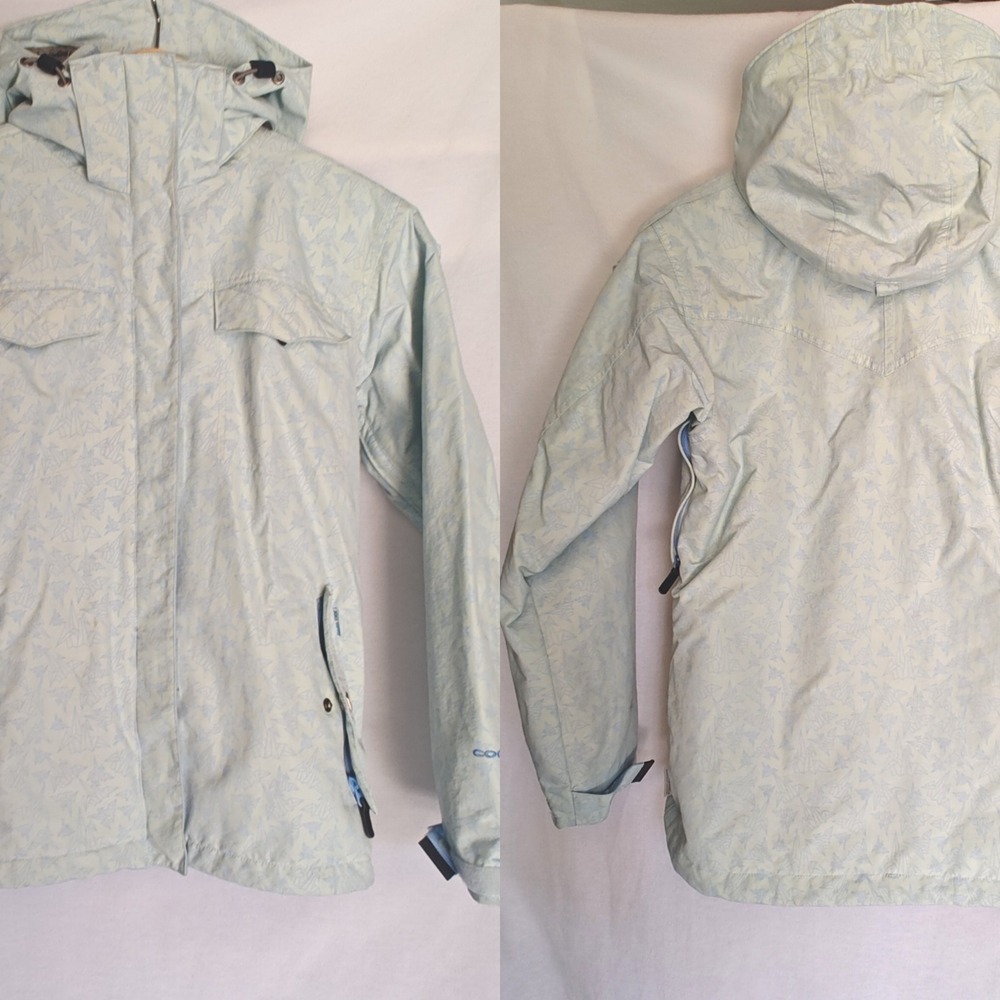 Columbia Convent Jacket Titanium Ski Snowboard Winter Coat Hooded‎ Blue Cranes S